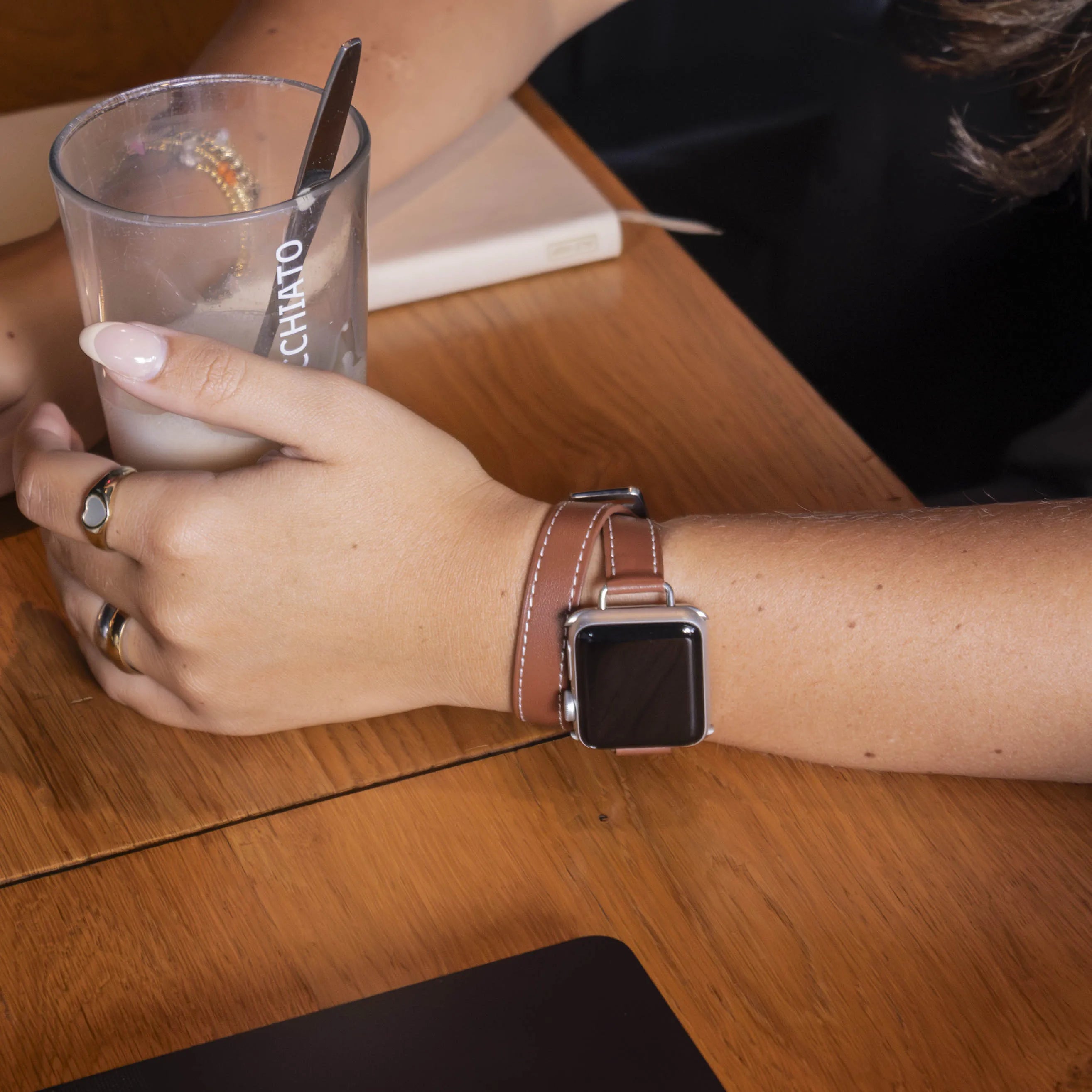 Bracelet cuir Double Tour Apple Watch (marron)