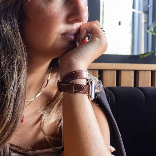 Bracelet cuir Double Tour Apple Watch (marron)
