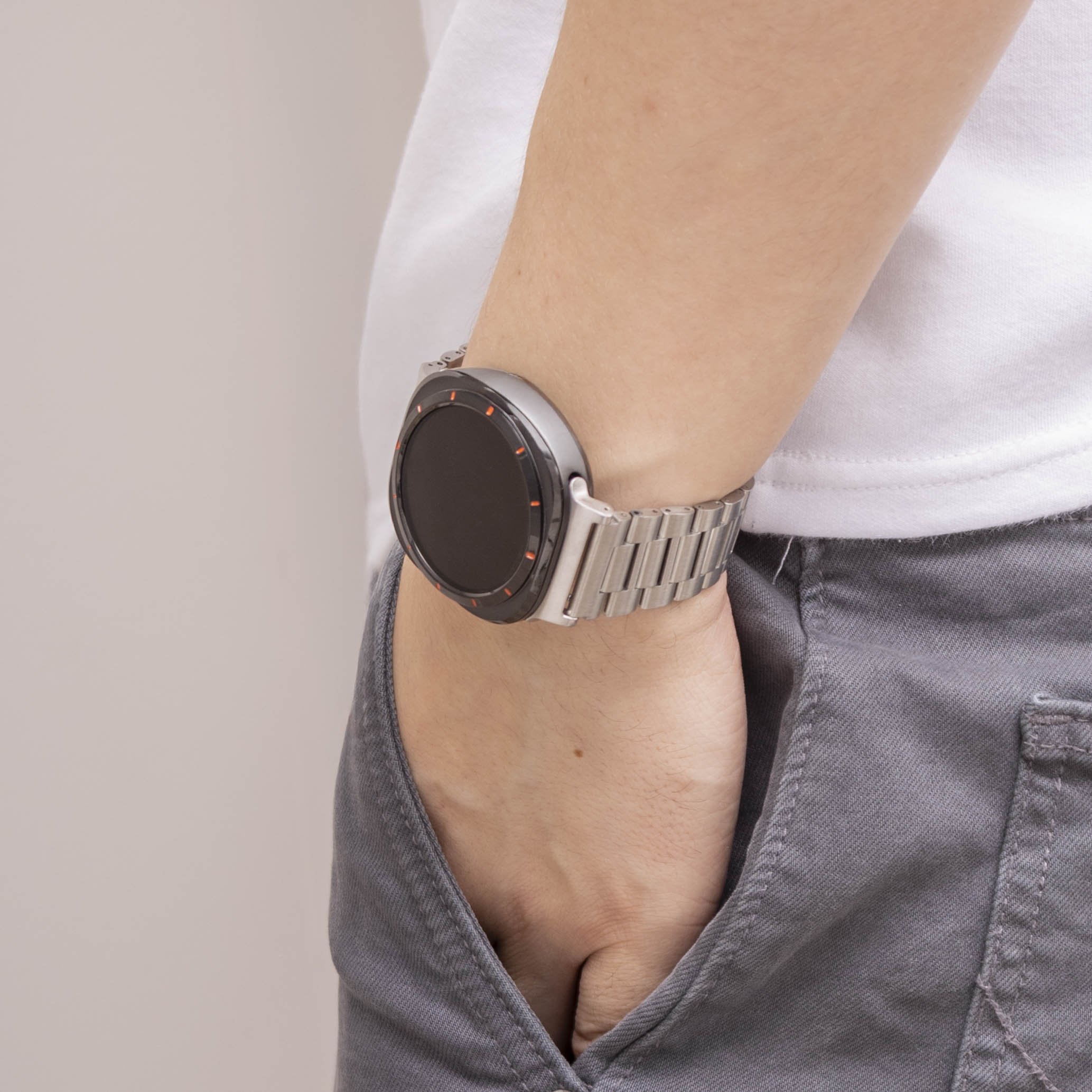 Bandz Bracelet à maillons en acier 'Deluxe' Samsung Galaxy Watch Ultra (argent)