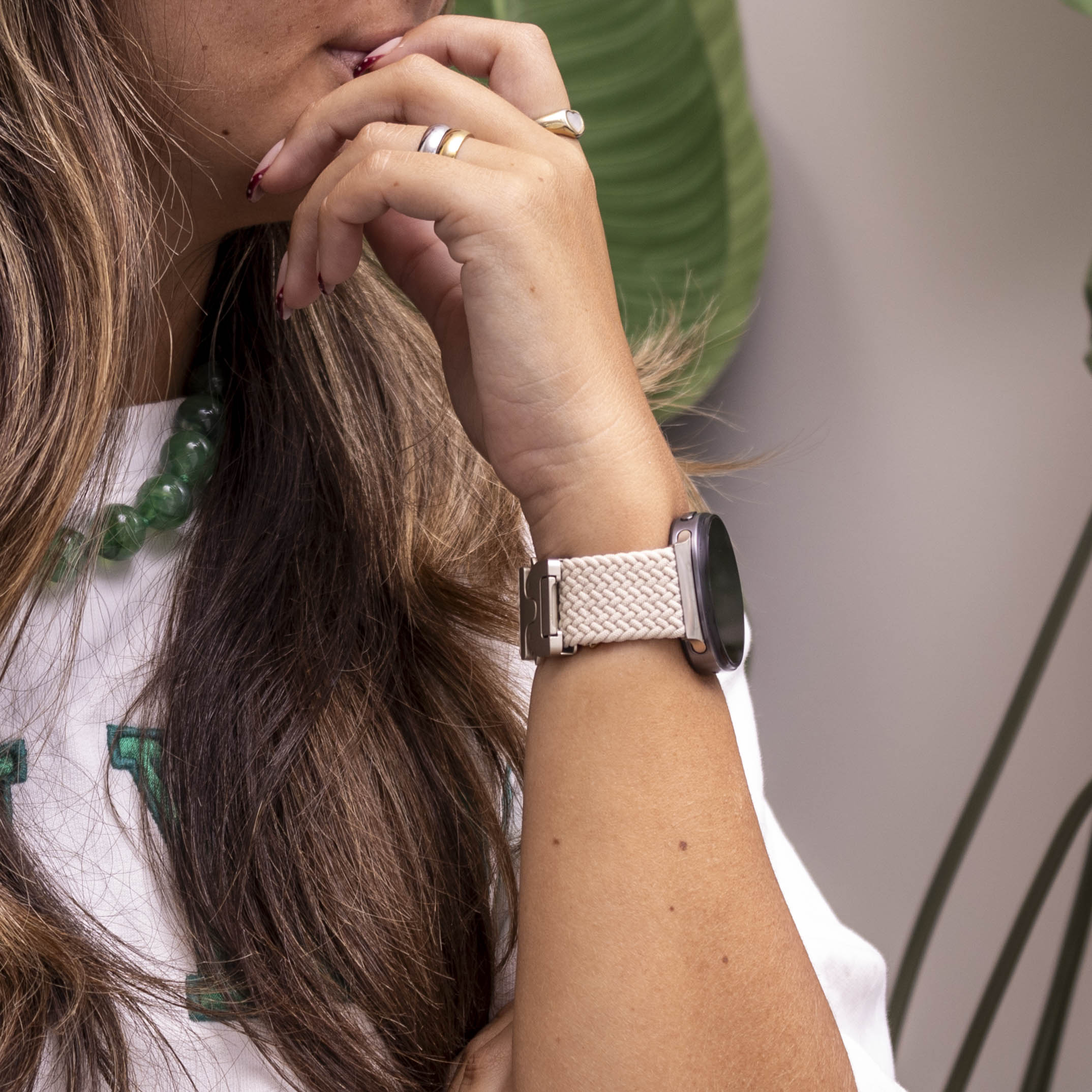 Bracelet tissu avec boucle Samsung Galaxy Watch 8 Classic (lumière stellaire)