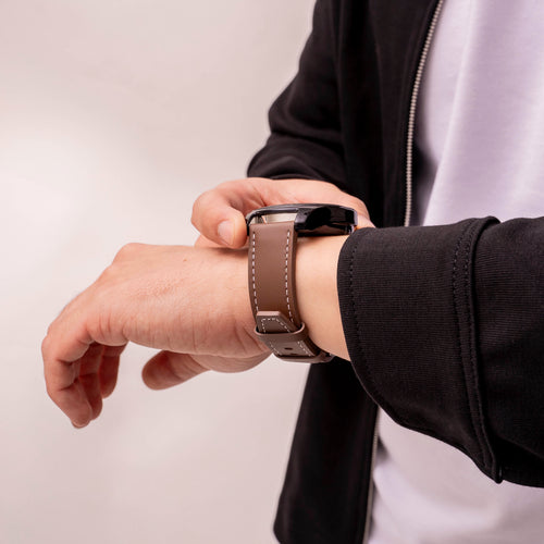 OnePlus Watch 'One Push' Leather Strap (Dark Brown)