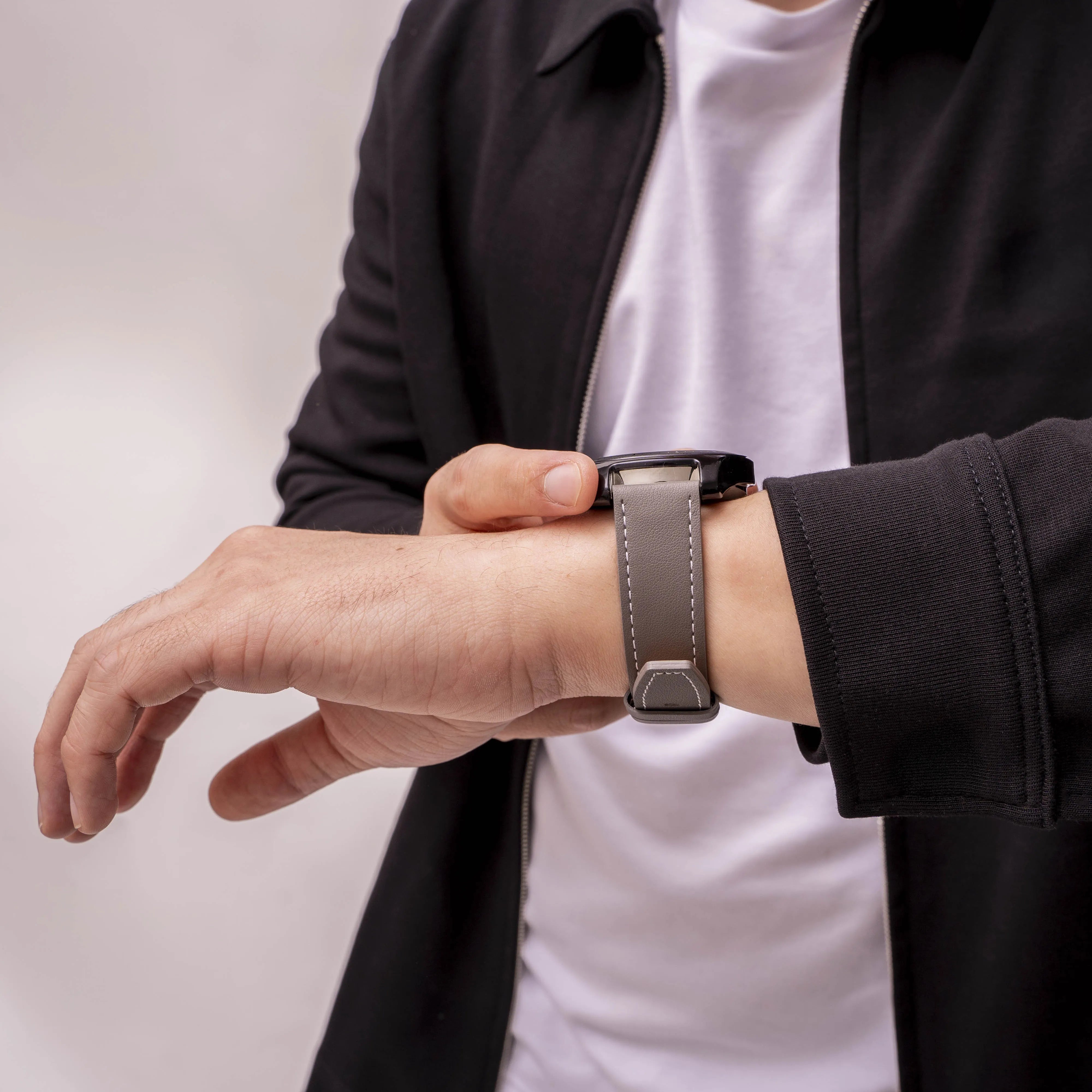 Bracelet cuir 'One Push' Gard Pro Health 4 Smartwatch (gris)