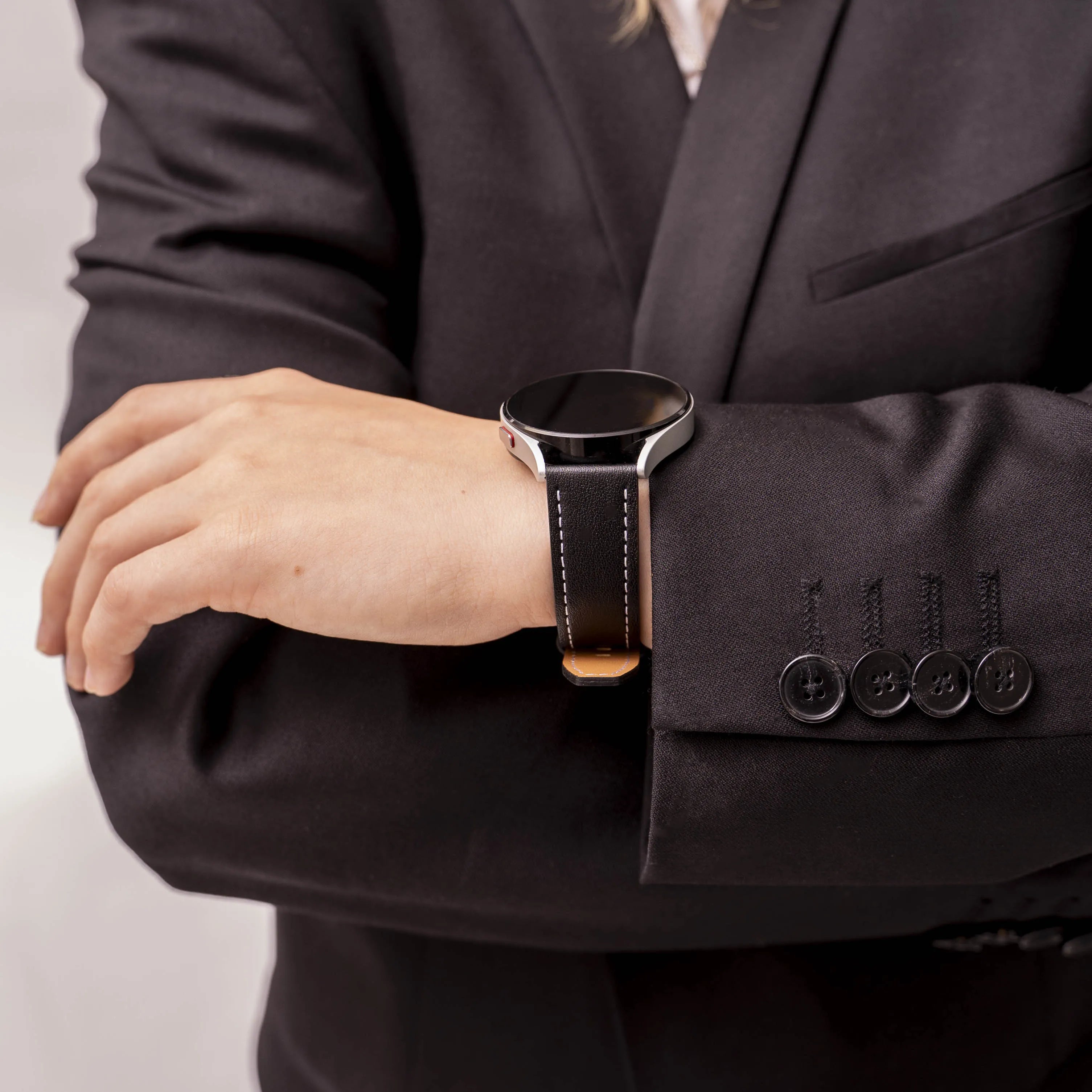 Bracelet cuir 'One Push' Oppo Watch X2 Mini (noir)