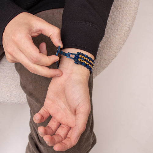 Bracelet acier duo Polar Vantage M (bleu/or)