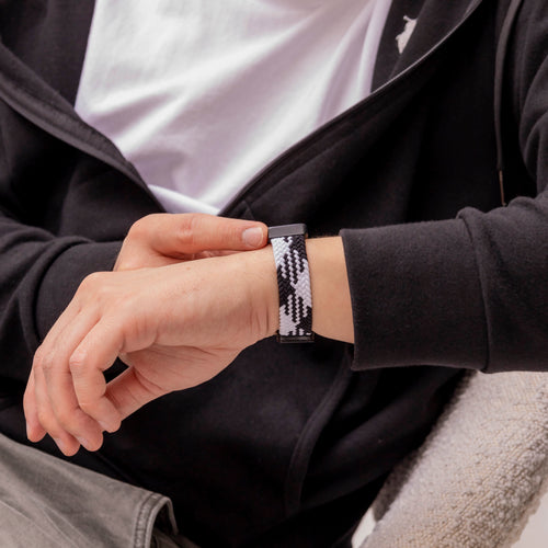 Bracelet tressé Huawei Band 8 (mandala noir)