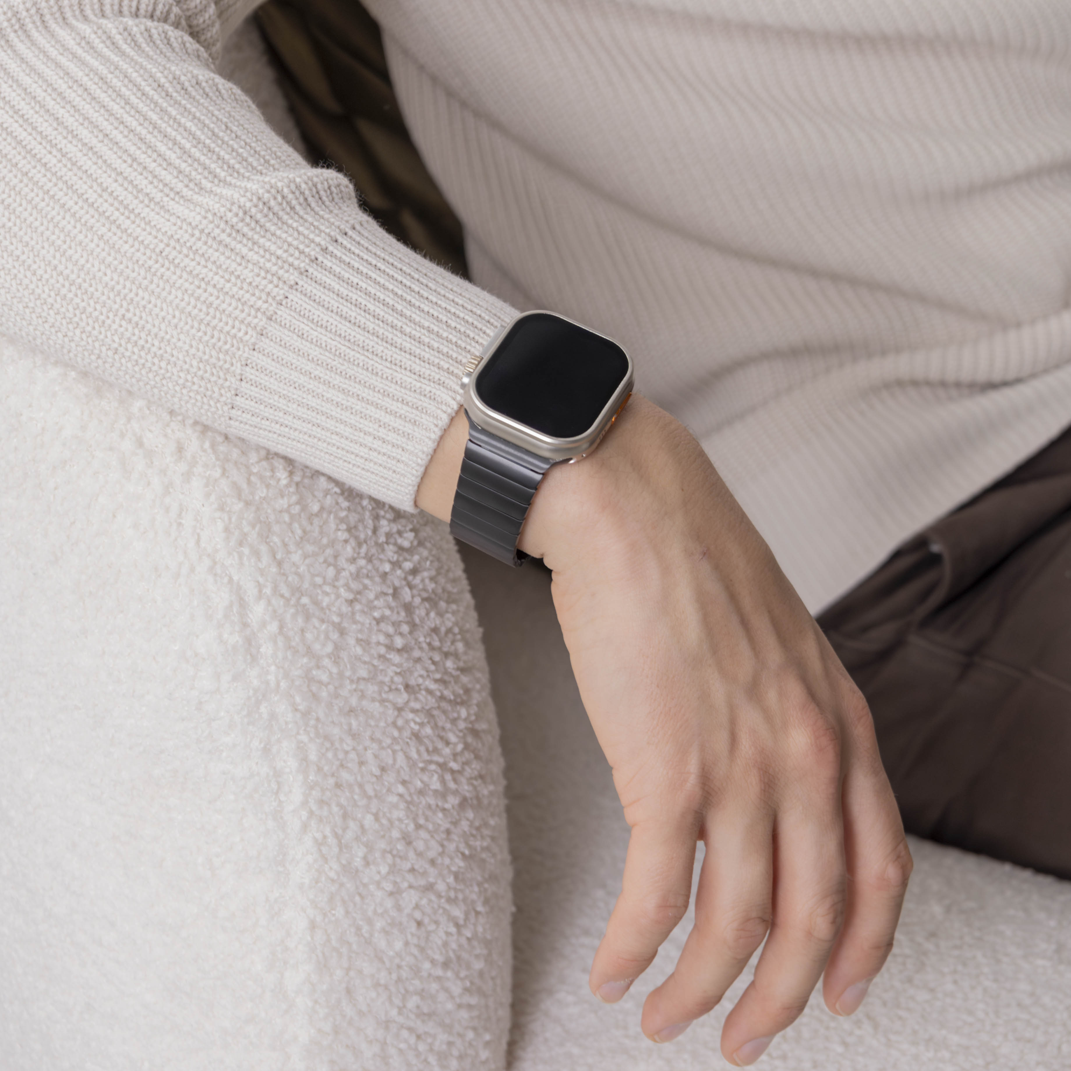 Bracelet métal de luxe Apple Watch Ultra (noir)