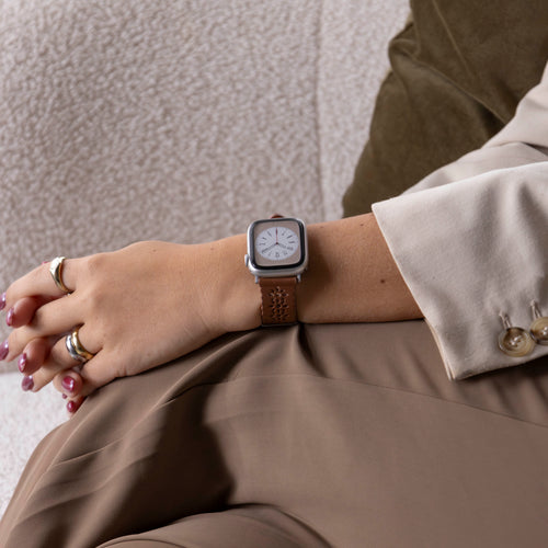 Bracelet cuir à motifs Apple Watch (marron)