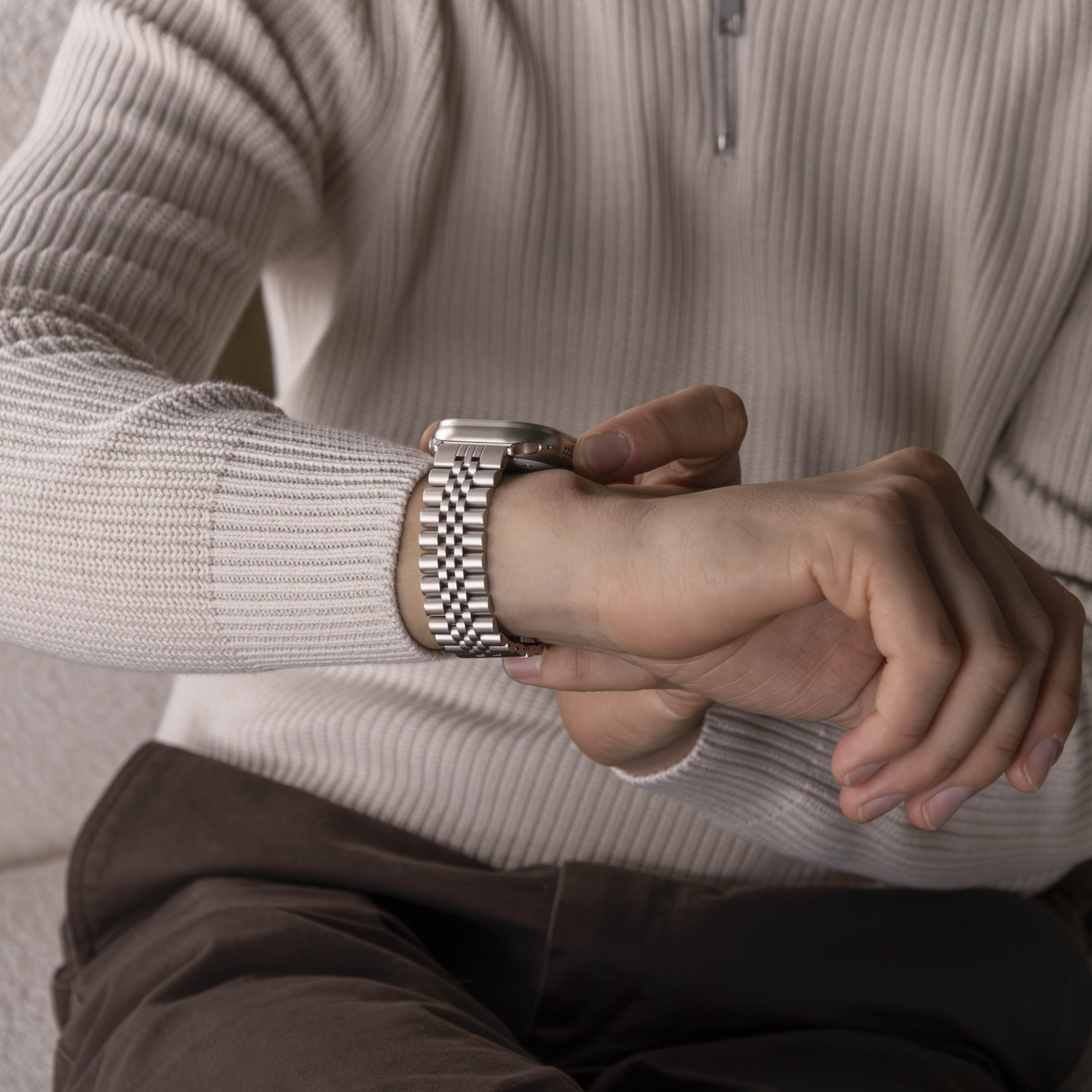 Bracelet Acier Apple Watch Jubilee (lumière stellaire)