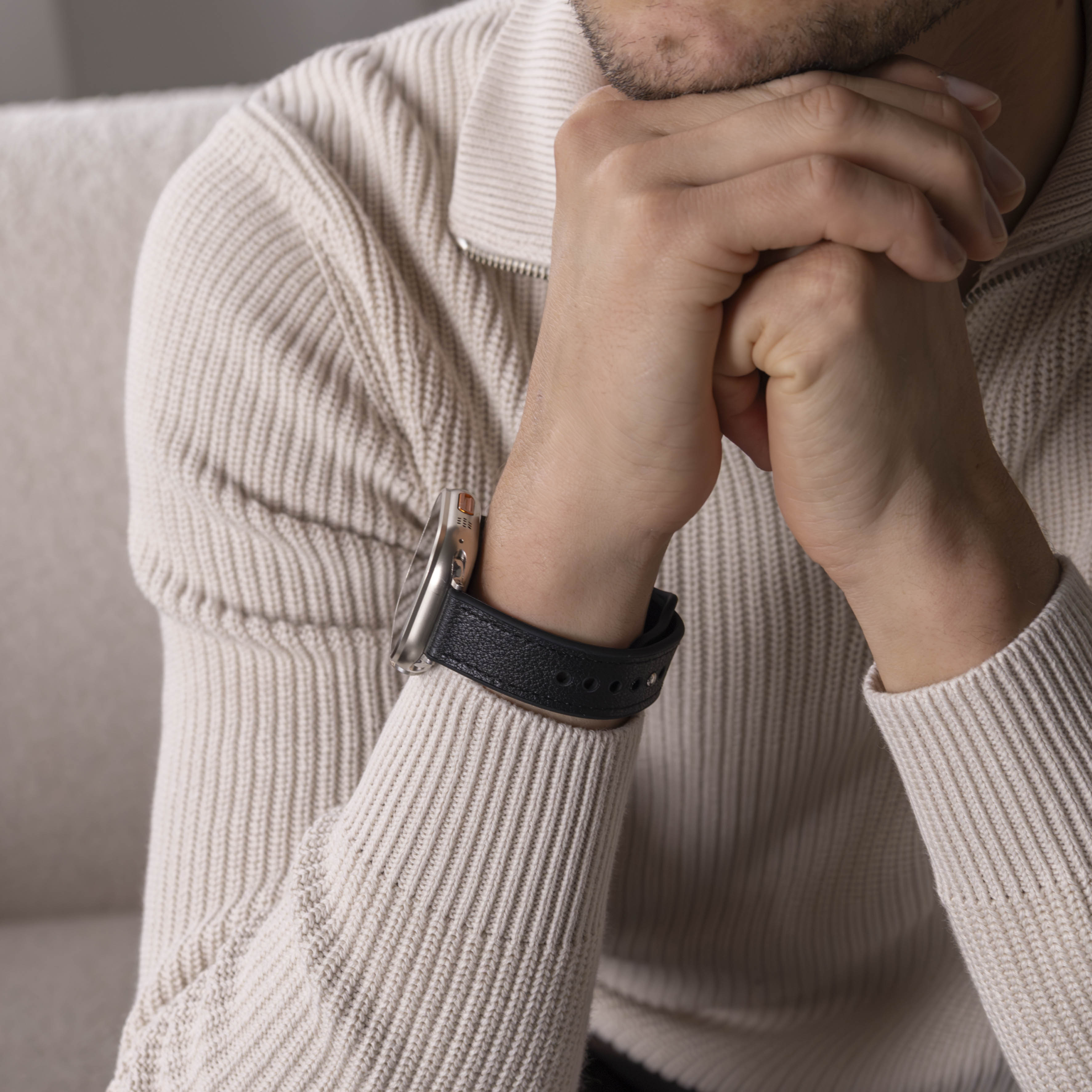 Bracelet hybride cuir Apple Watch (noir)