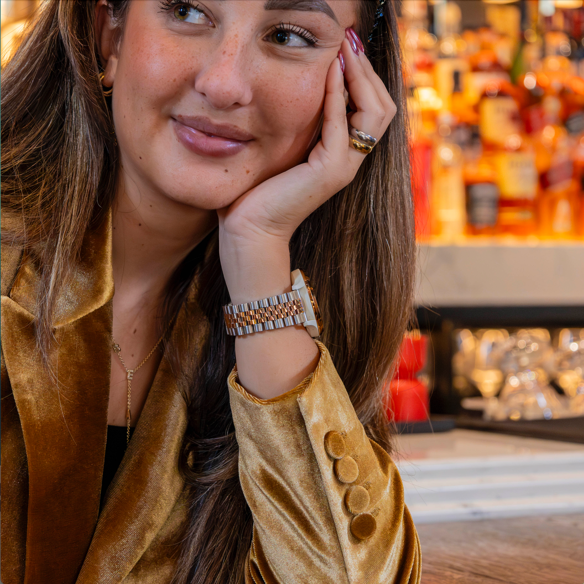 Bracelet acier Jubilee Huawei Watch GT 3 Pro 46mm (argent/or rose)