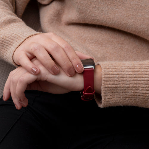 Bracelet cuir Huawei Band 10 (vin rouge)