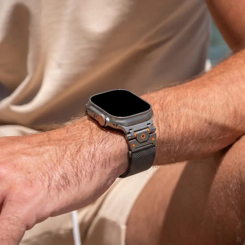 Bandz Apple Watch rugged Milanese loop band (titanium grijs)