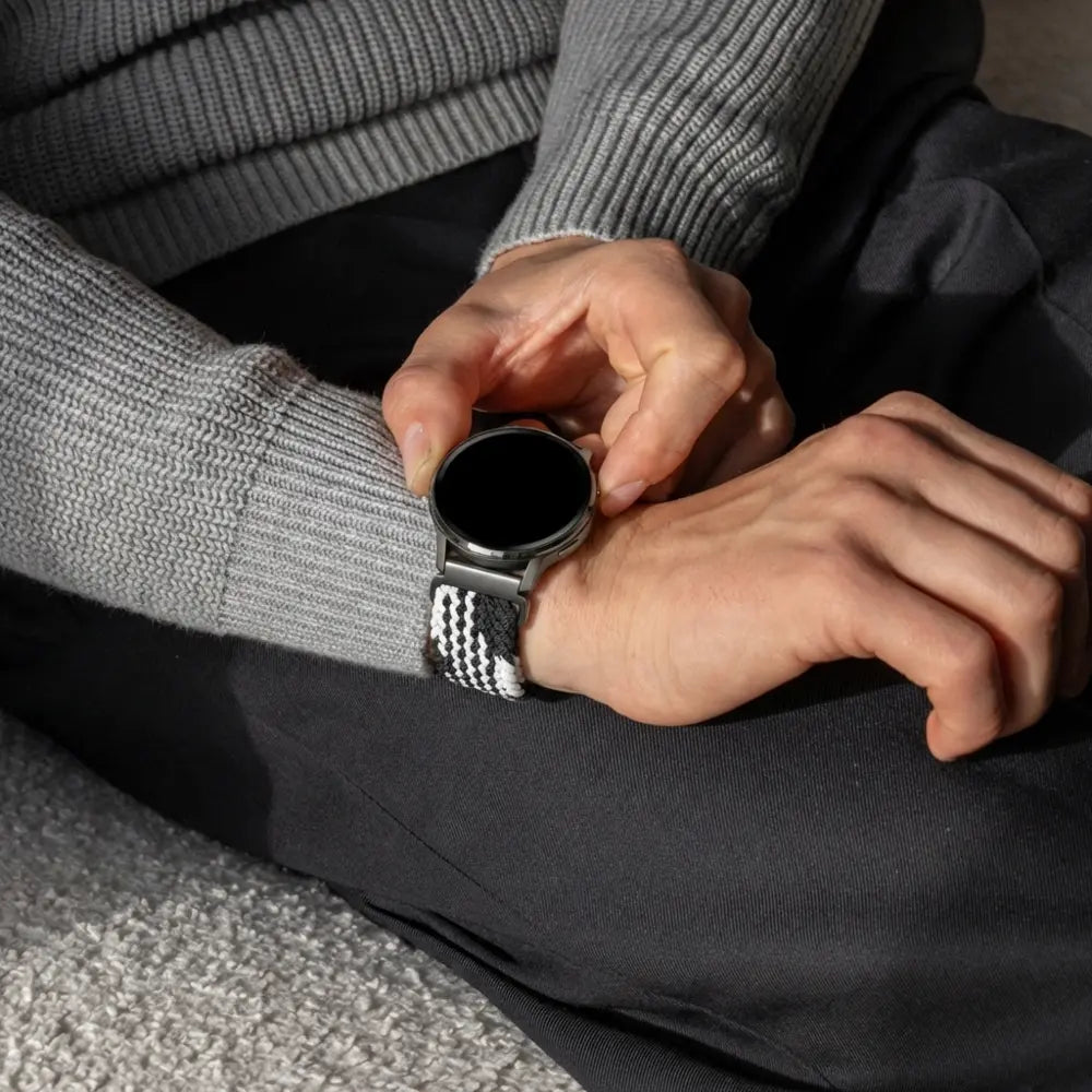 Bandz Bracelet tressé 'Parachute' Garmin Approach S40 (noir/blanc)