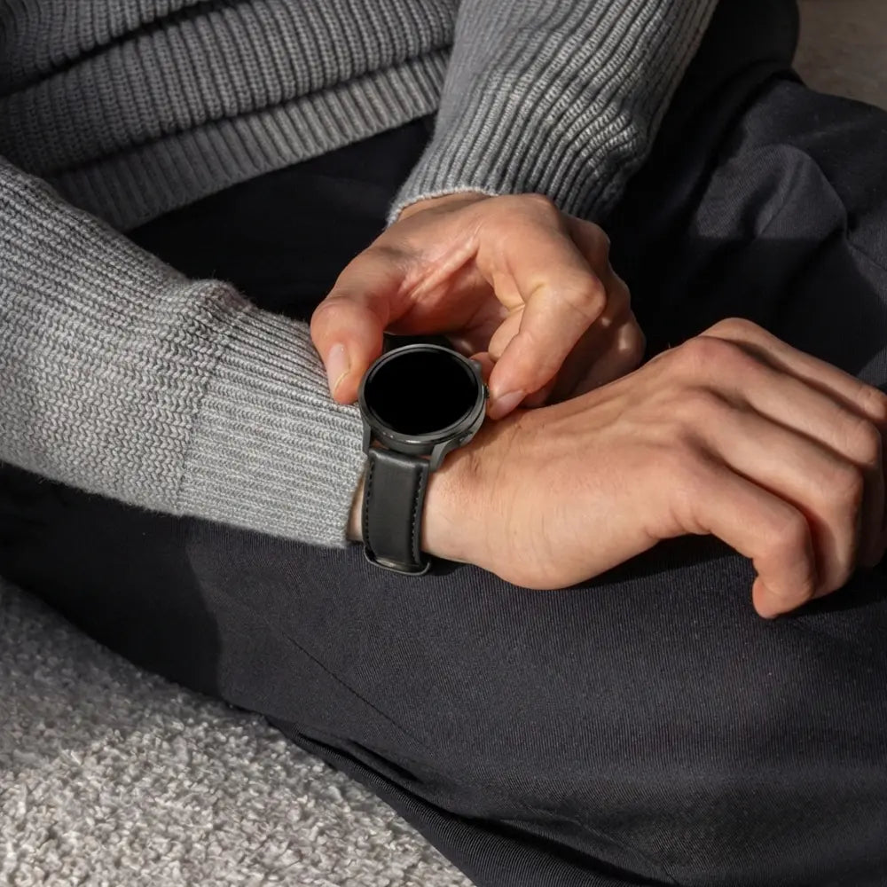 Bandz Bracelet cuir 'Classic' Garmin Forerunner 165 (noir)