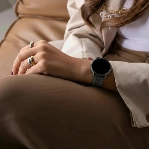 Bandz Bracelet cuir style crocodile Garmin Forerunner 265 (noir)