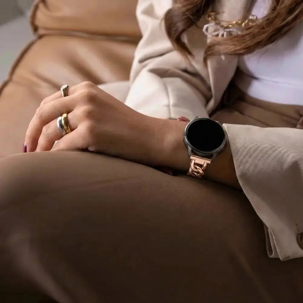 Bandz Bracelet métal 'Chaînes' Garmin Vivomove 3s (or rose)