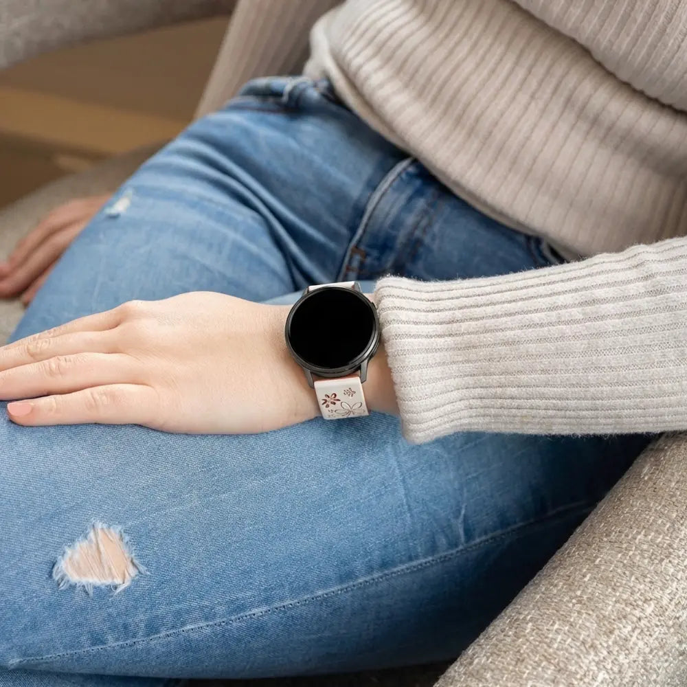 Bandz Bracelet silicone 'Fleurs' Garmin Bounce 2 (lumière stellaire/brun)