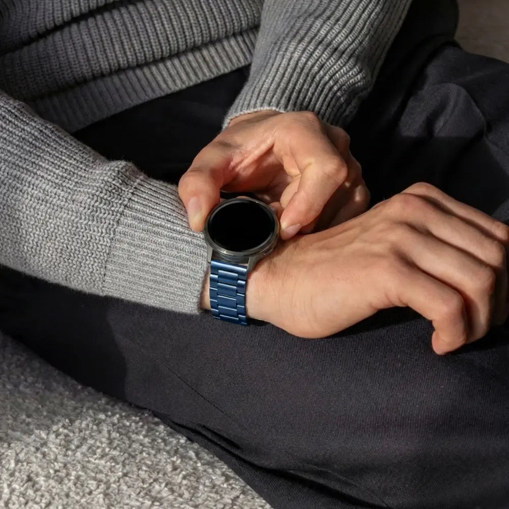 Bandz Garmin Vivoactive 6 Steel Strap 'Classic' (Blue)