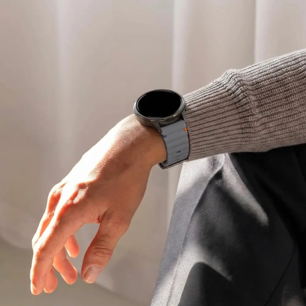 Bandz Bracelet silicone ondulé Garmin Vivoactive 6 (gris foncé)