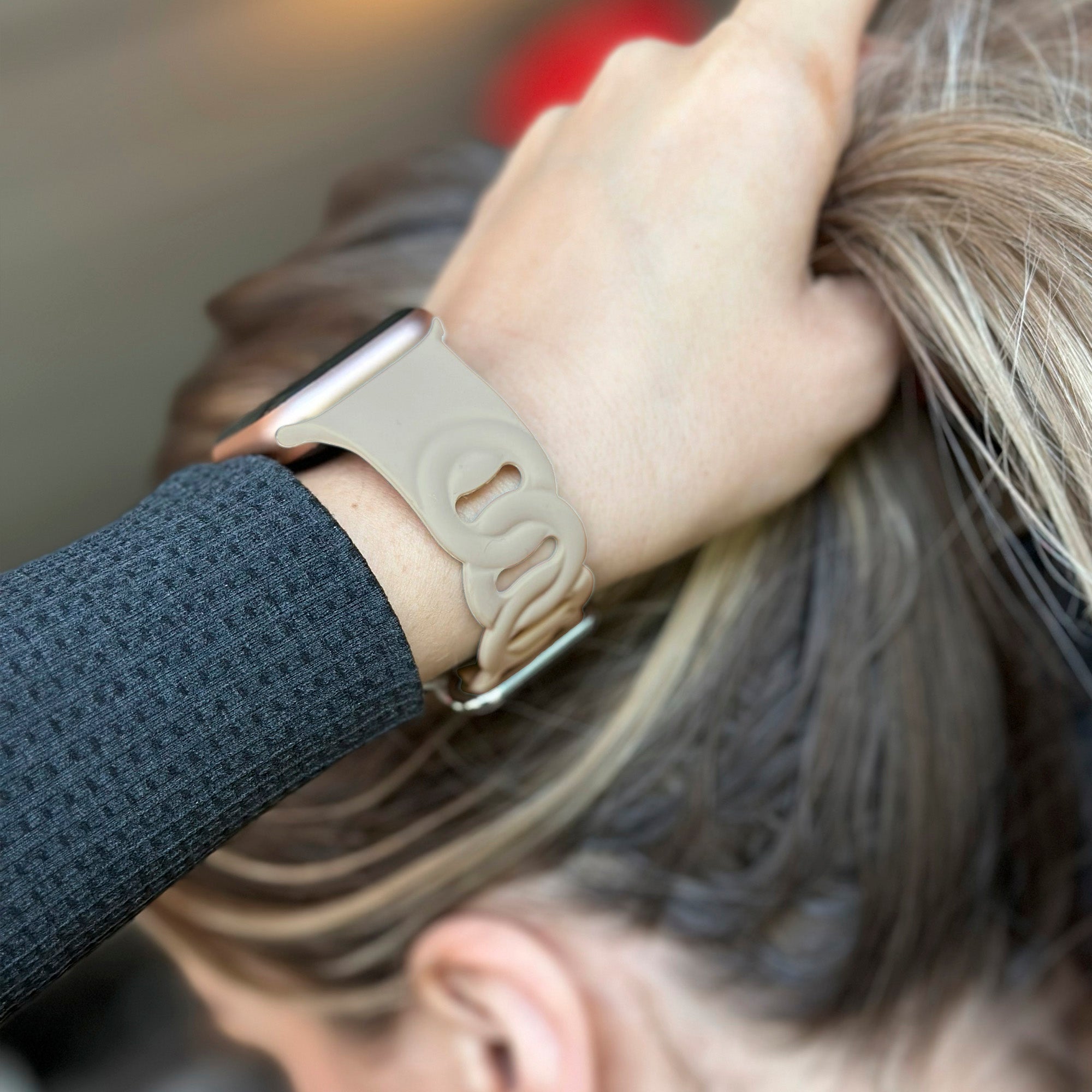 Bracelet silicone chaîne Apple Watch (beige)