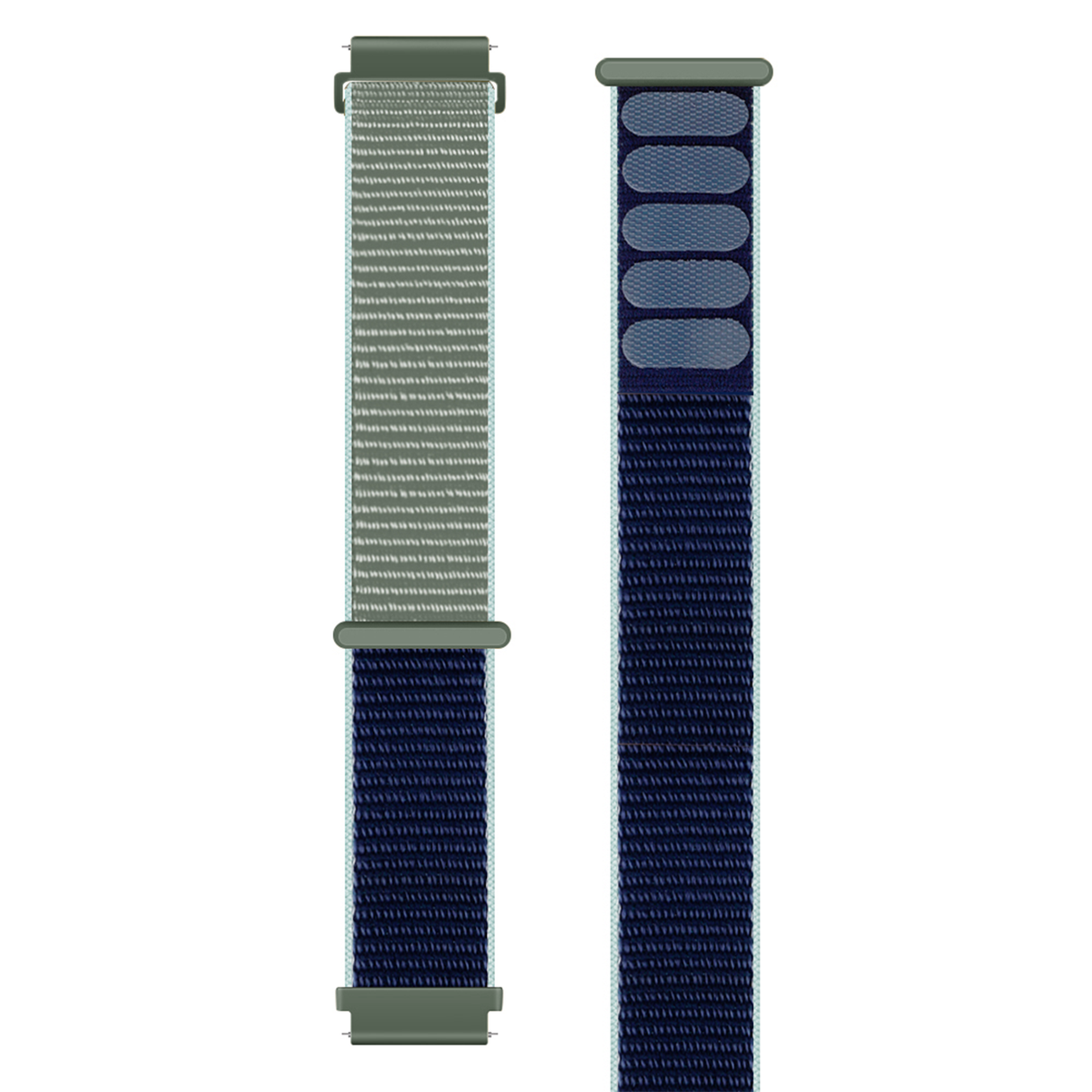 Nylon Strap, khaki, laid flat, separate parts, direct top view