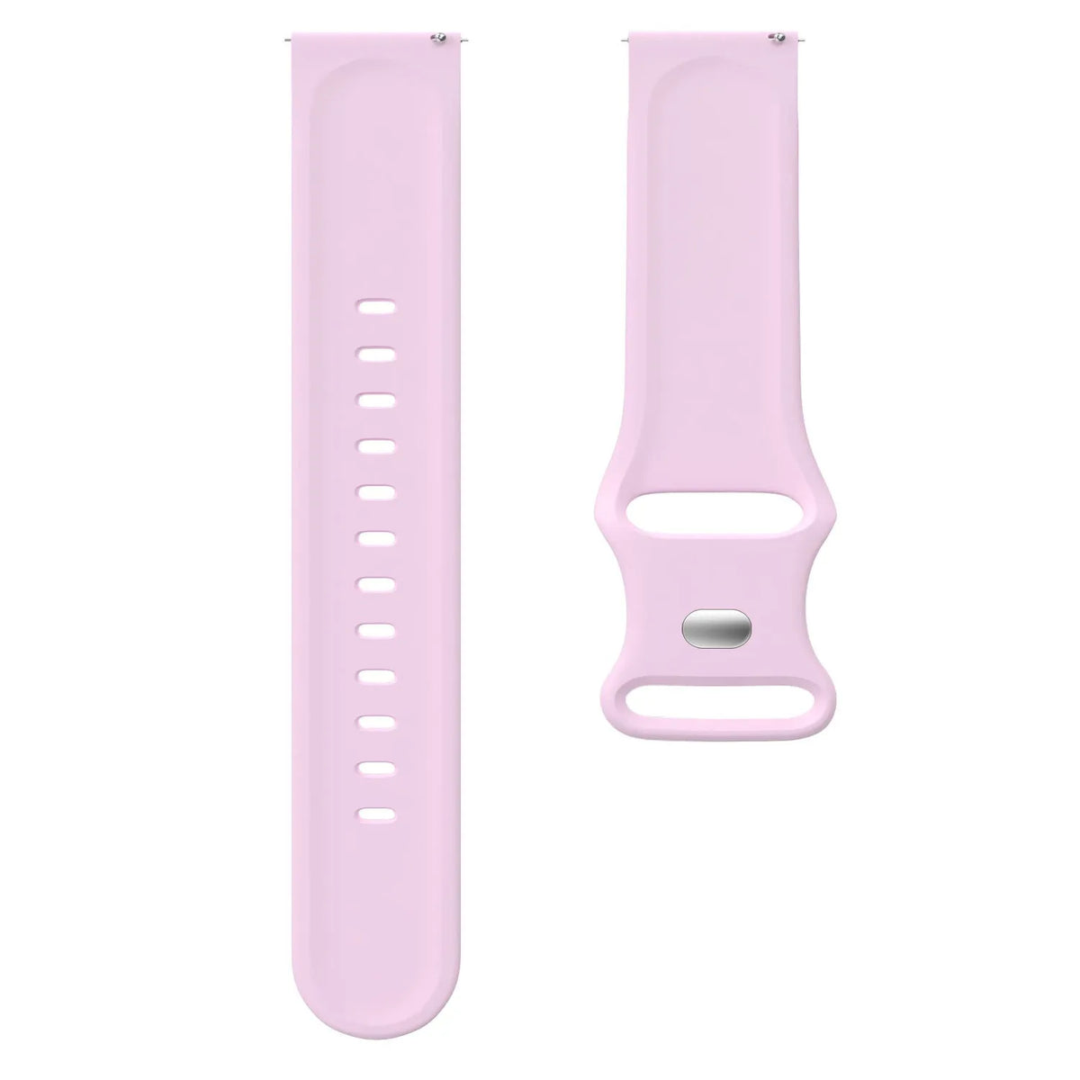 Silicone Strap, bright pink, laid flat, separate parts, direct top view