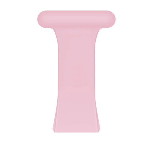 Silicone Nurse Fob, pink, laid flat, separate parts, direct top view