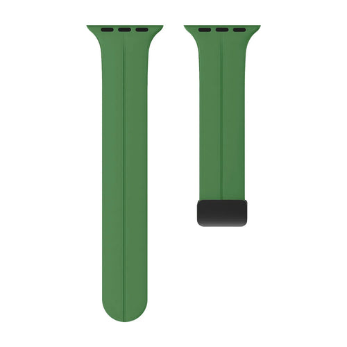 D-Buckle Silicone Strap, army green, laid flat, separate parts, direct top view