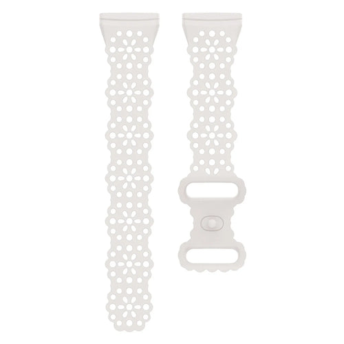 Patterned Silicone Strap, laid flat, separate parts, direct top view