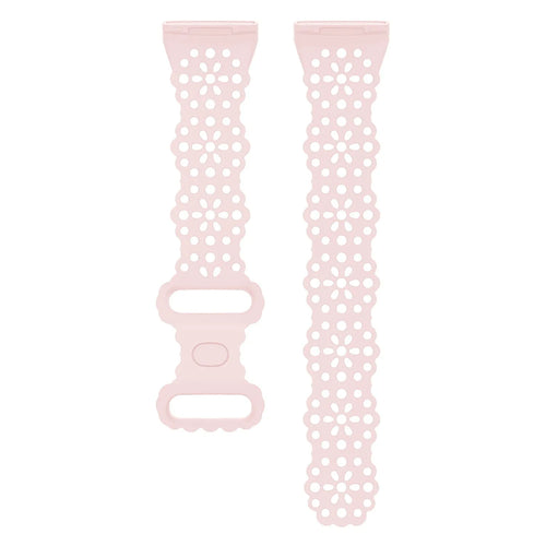 Patterned Silicone Strap, light pink, laid flat, separate parts, direct top view