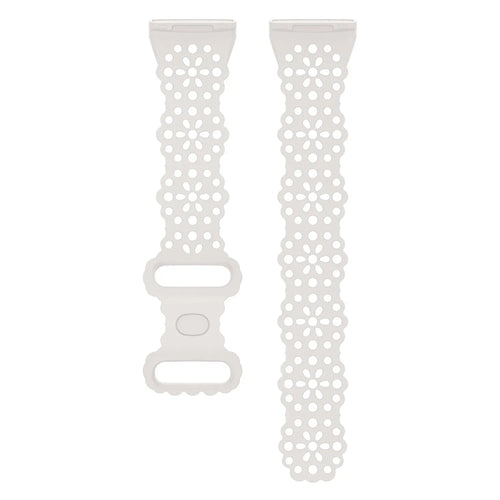Patterned Silicone Strap, laid flat, separate parts, direct top view