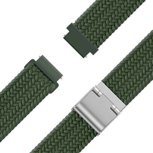 Woven Nylon Strap, green, laid flat, separate parts, direct top view