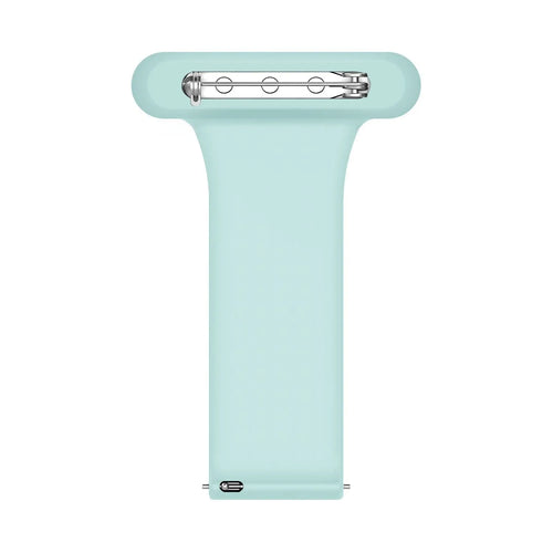 Silicone Nurse Fob, light green, laid flat, separate parts, direct top view