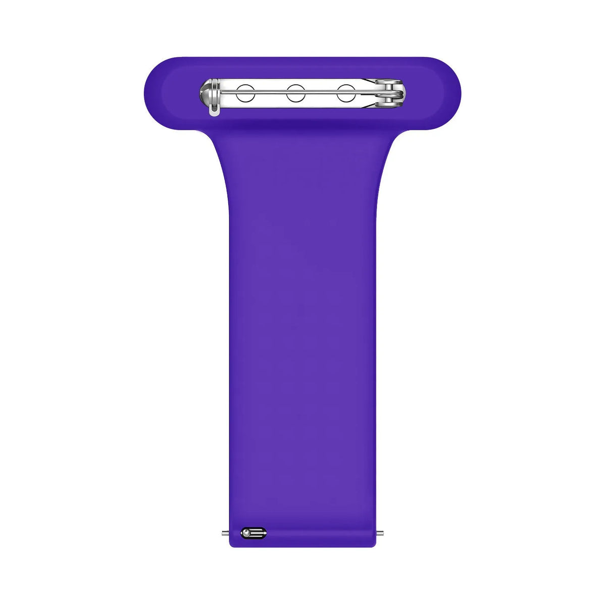 Silicone Nurse Fob, purple, laid flat, separate parts, direct top view