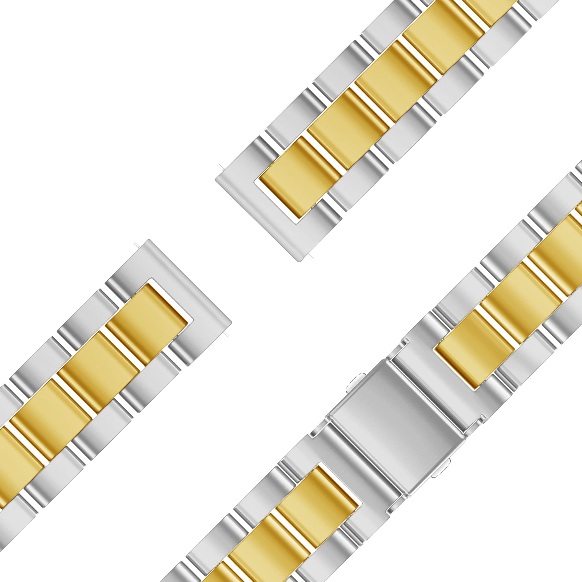 Bandz Pebble Round 2 - 14mm Steel Strap 'Classic' (Silver/Gold)