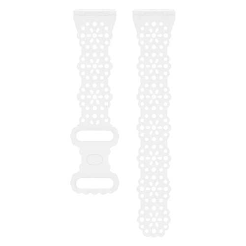 Patterned Silicone Strap, white, laid flat, separate parts, direct top view