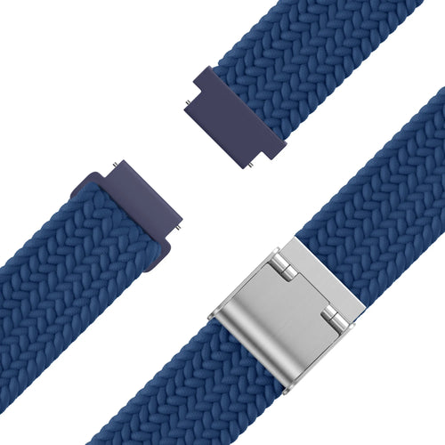 Woven Nylon Strap, blue, laid flat, separate parts, direct top view