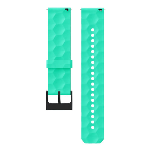 Silicone Strap Hexagons, aqua, laid flat, separate parts, direct top view