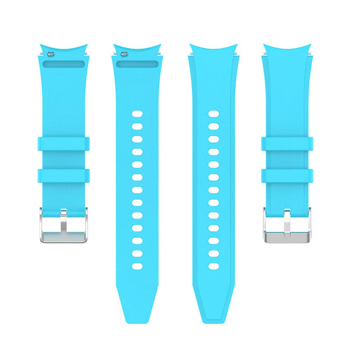 Silicone Strap 'Perfect Fit', light blue, laid flat, separate parts, direct top view