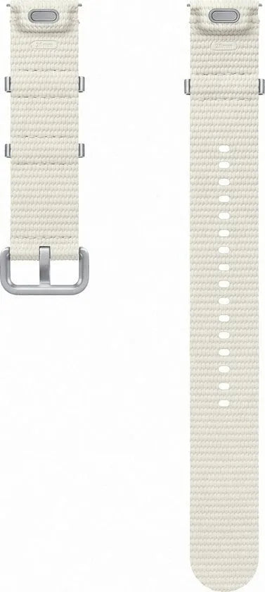 Nylon Athleisure Strap, cream, laid flat, separate parts, direct top view