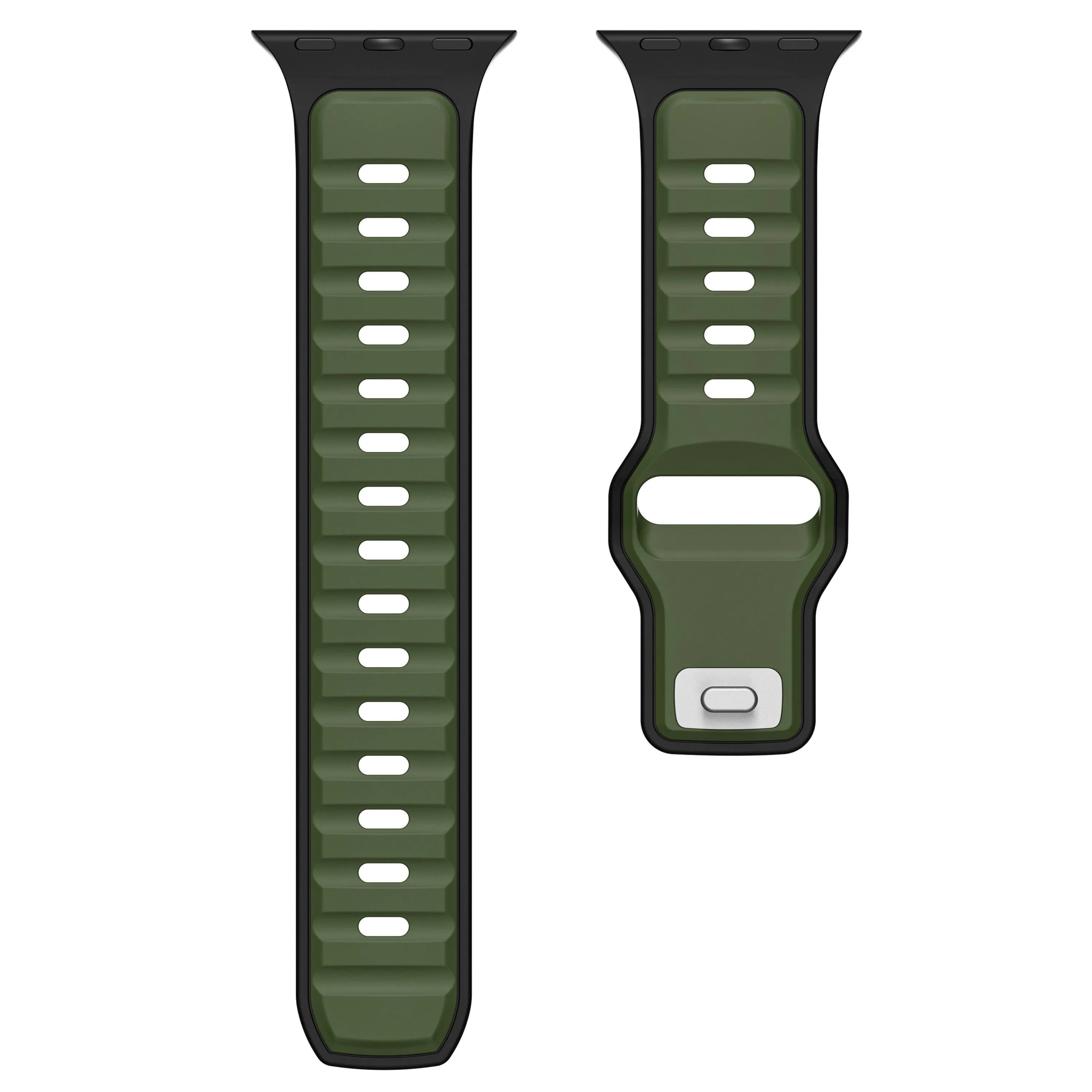Bracelet silicone outdoor pour Apple Watch (vert armée/noir)