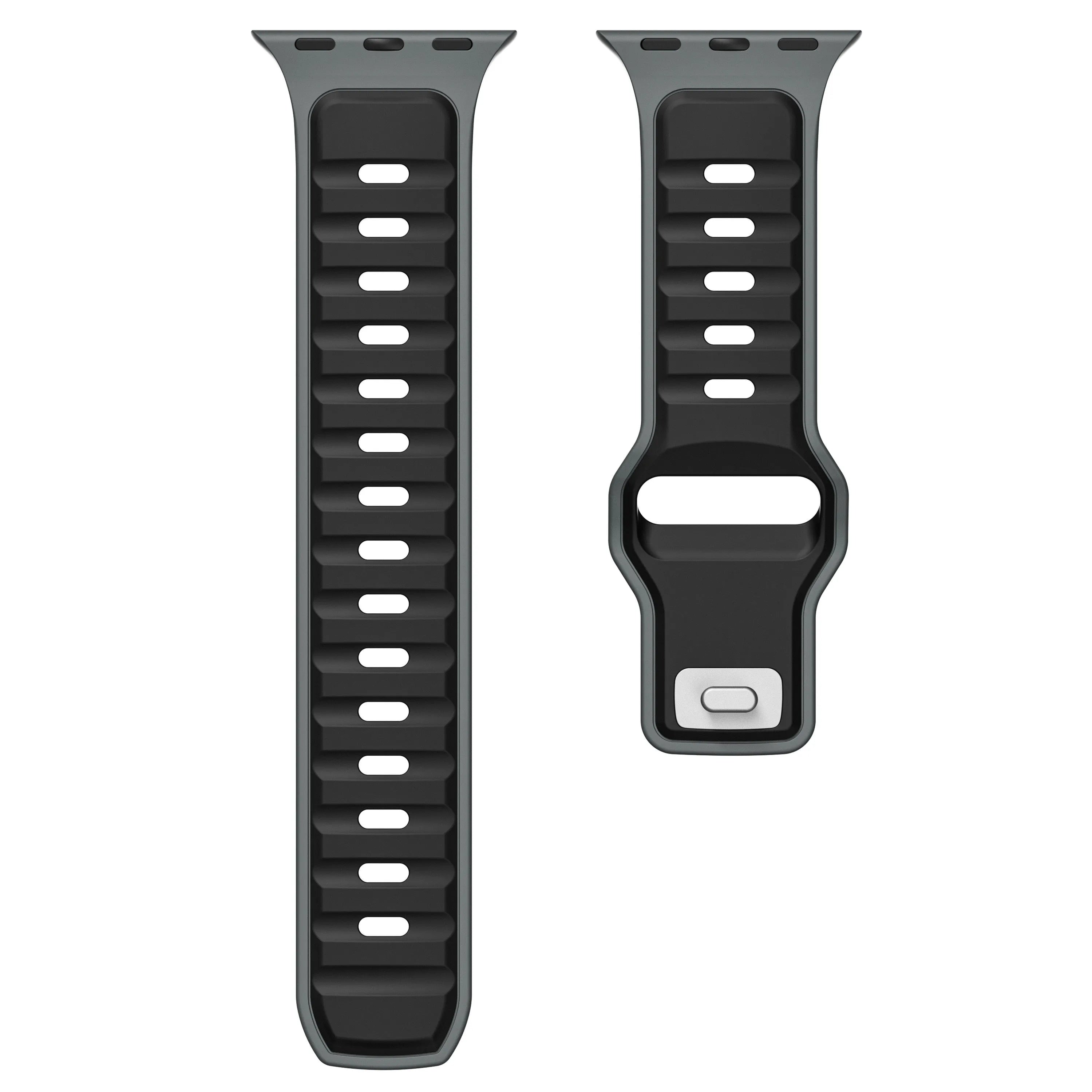Bracelet silicone outdoor pour Apple Watch (noir/gris)
