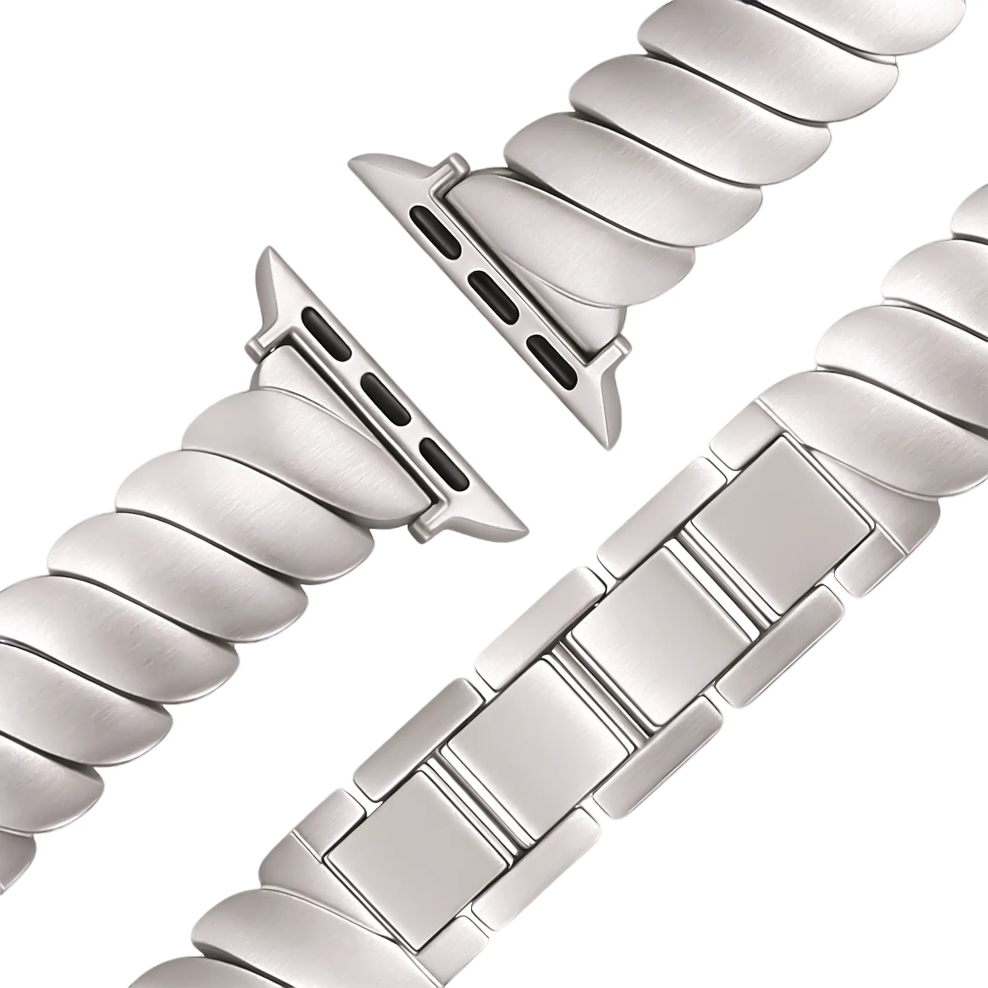Bandz Bracelet acier premium 'Twisted' Apple Watch (lumière stellaire)