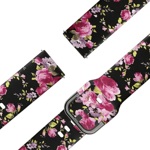Bandz Garmin Vivomove Style Silicone Strap 'Pink Flower'