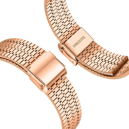 Fine Steel Strap, rose gold, laid flat, separate parts, direct top view