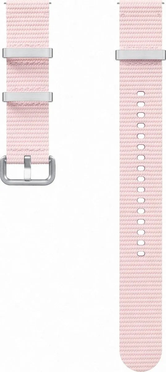 Nylon Athleisure Strap, pink, laid flat, separate parts, direct top view