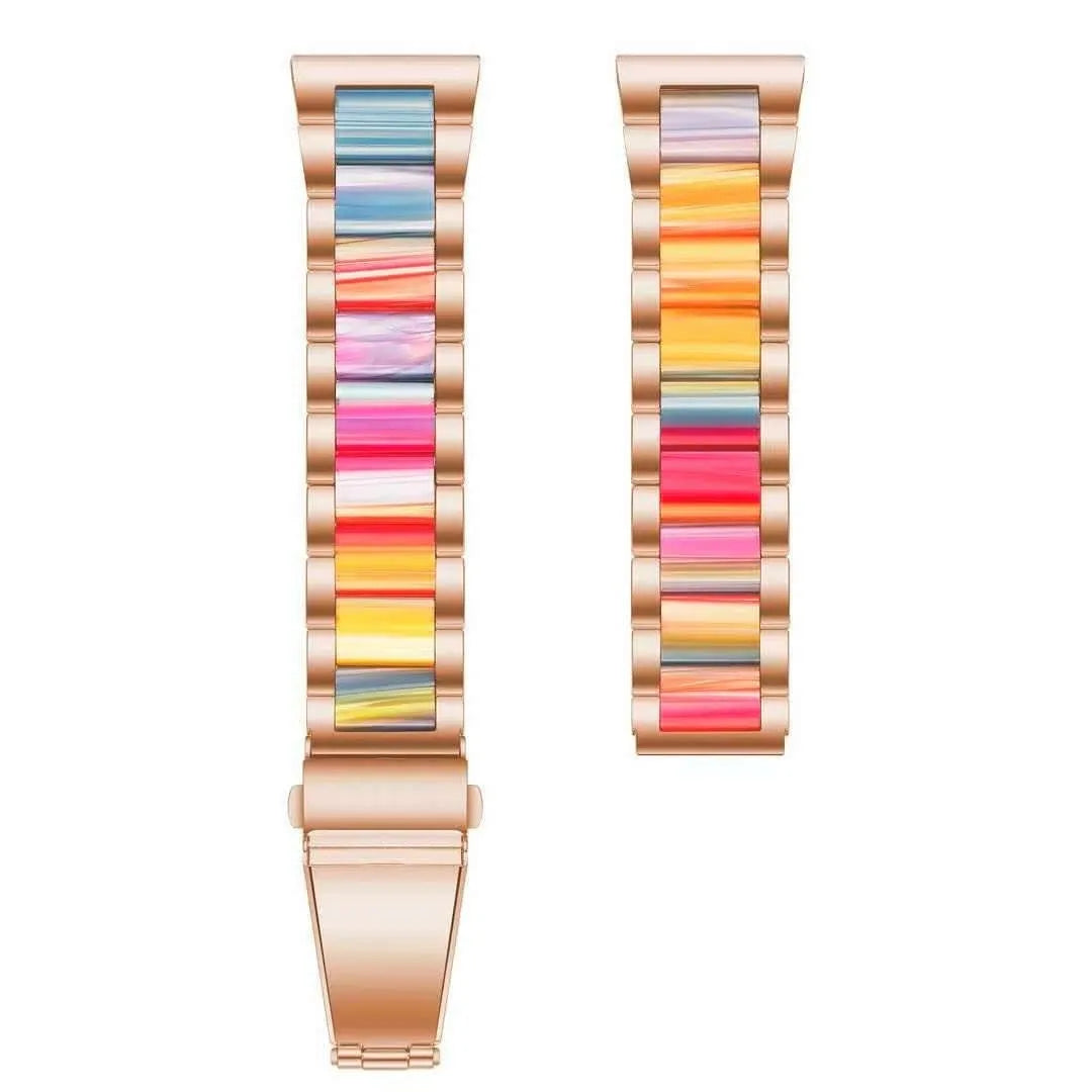 Bracelet résine et acier Amazfit Active 2 (rose or/coloré)