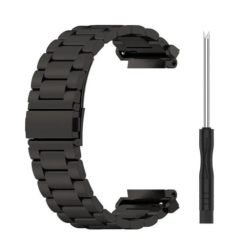 Steel Strap, black, laid flat, separate parts, direct top view