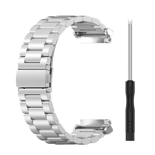 Steel Strap, silver, laid flat, separate parts, direct top view