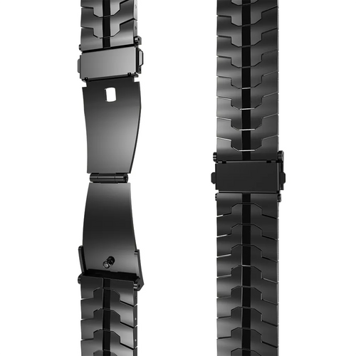 Steel Iron Strap, black, laid flat, separate parts, direct top view